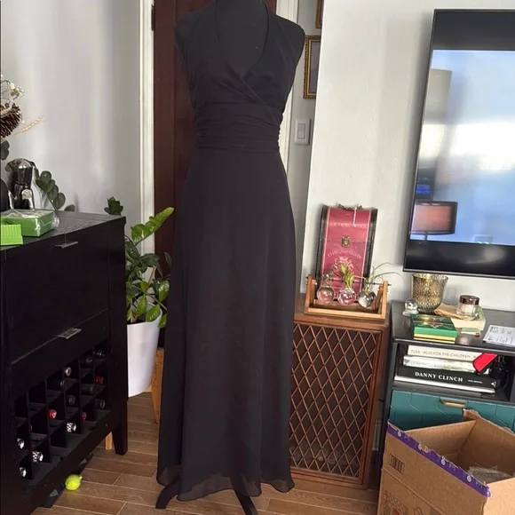 Dresses | Black Halter Neck Sleeveless Prom Gown | Poshmark